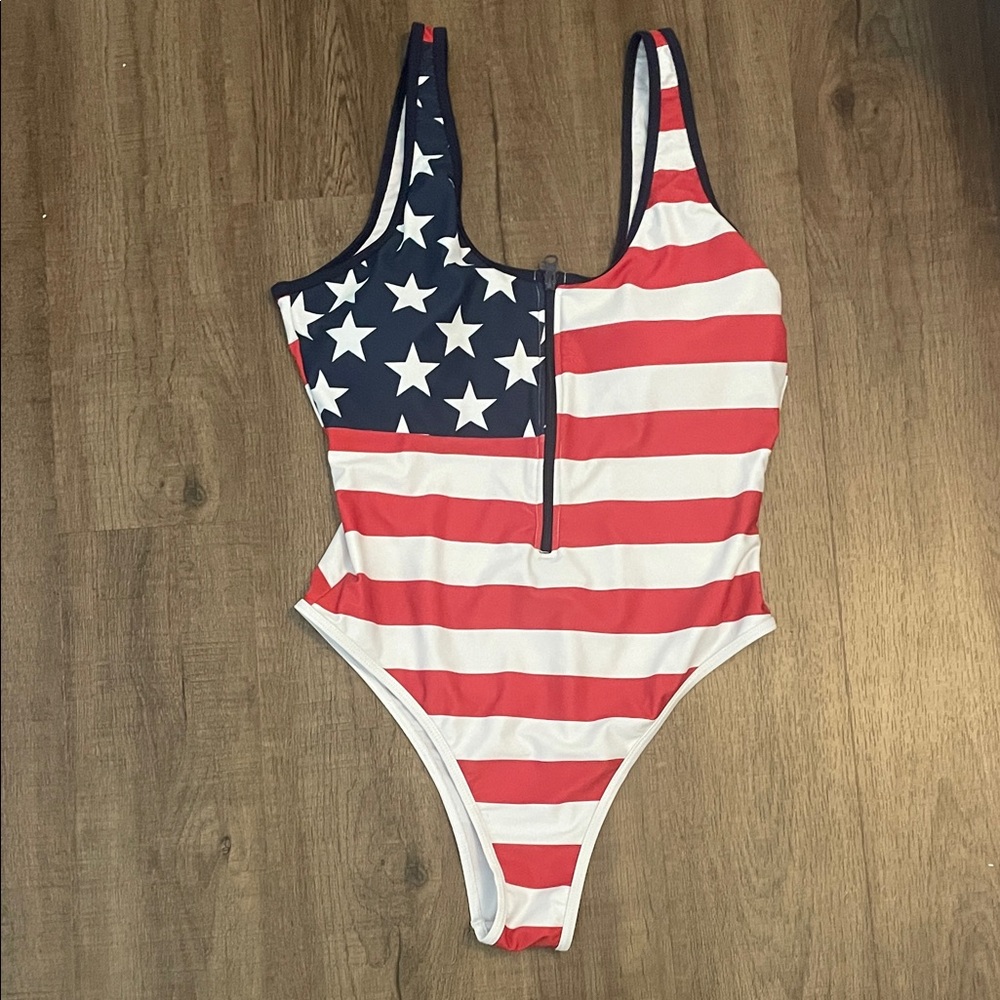 Patriotic Stars and Stripes Kids One Piece